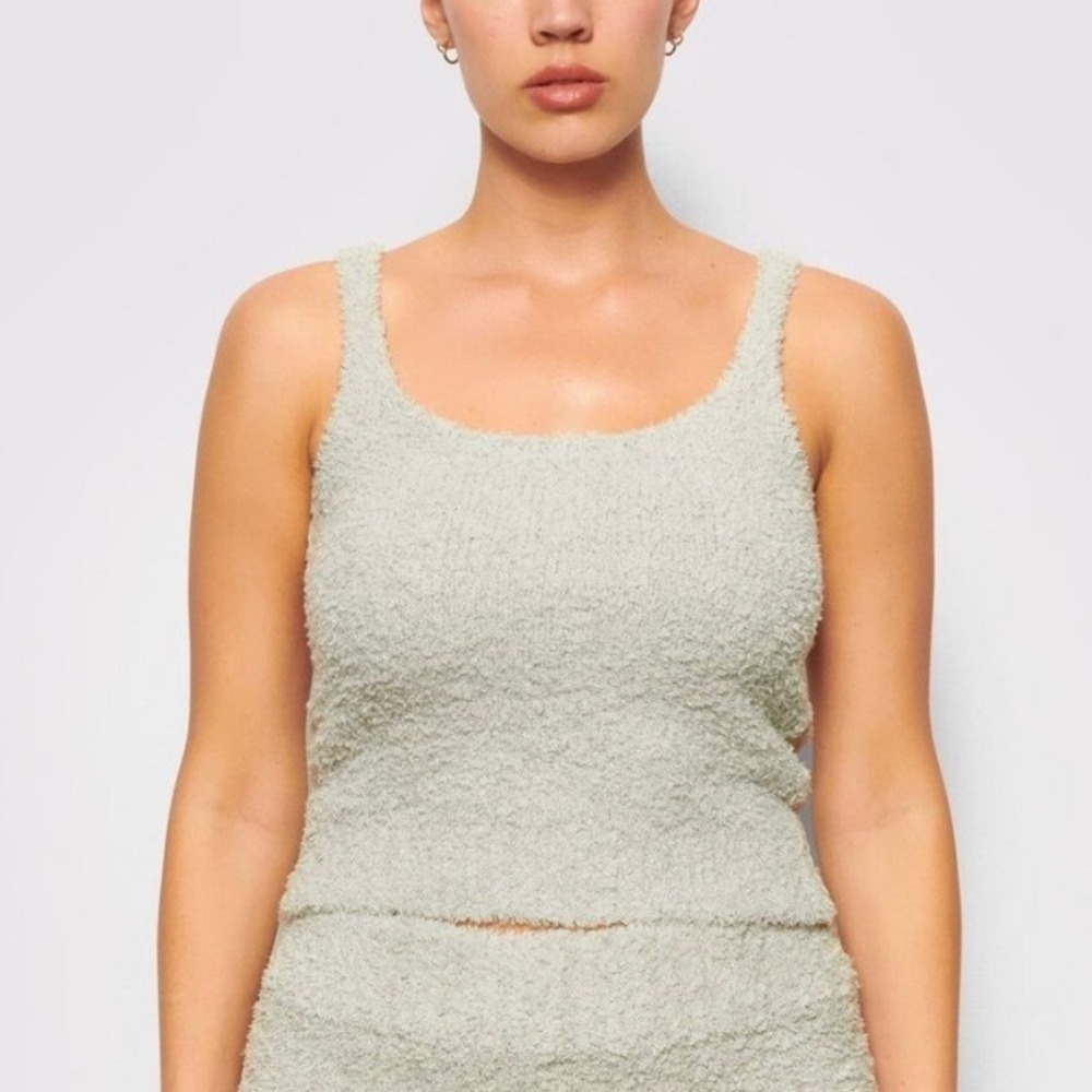 SKIMS Cozy Knit Boucle Tank Top in Aqua Size XXS/XS Soft Lounge Casual Layering